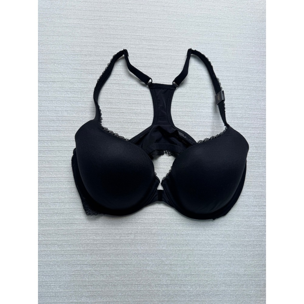 Victoria's Secret Body by Victoria Racerback Demi Bra Black Lace T-Back 34D